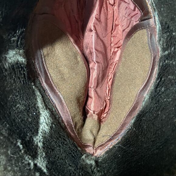 Vintage fur hat braided feather accent made in the USA size medium brown red - Picture 3 of 4